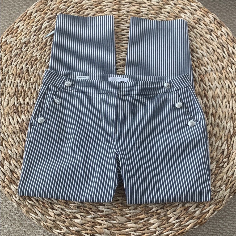 LOFT Nautical Riviera Slim Stripe Sailor Pant Tall Length